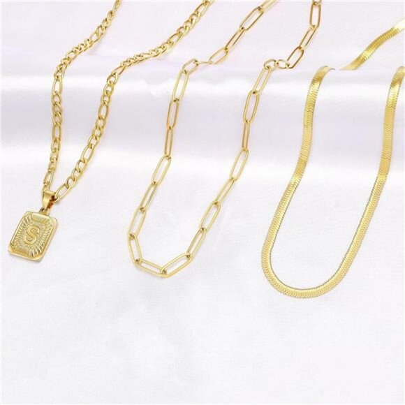 Memgift Gold Layered Necklace Set 3 PCS for Women Girls Dainty Trendy Paperclip - Picture 6 of 7